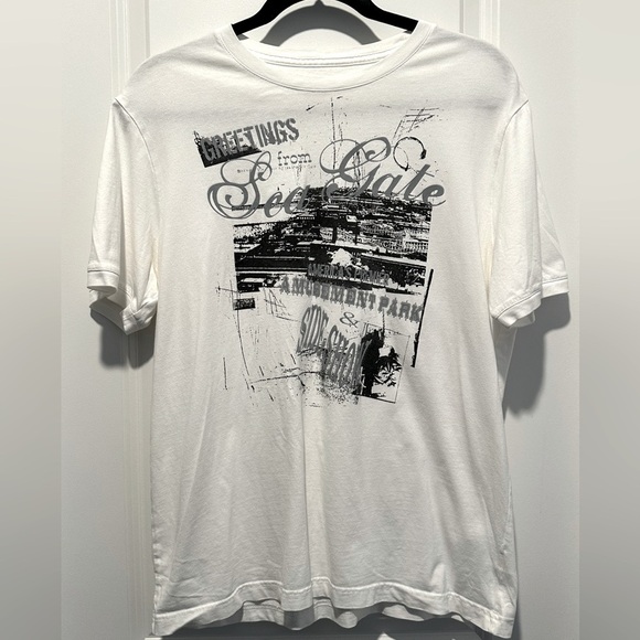 A157 Y2K Calvin Klein women’s graphic tee t shirt white size S - Picture 1 of 3